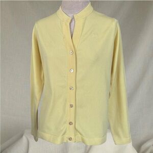 Rare Givenchy Vintage 1970s sport butter Yellow button down v neck cardigan y2k
